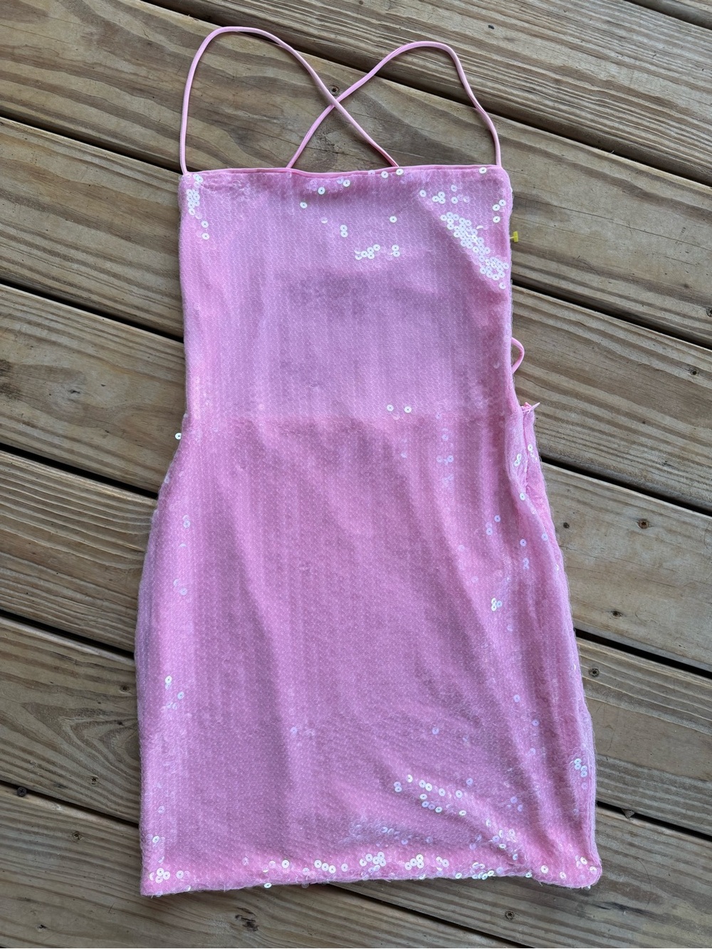 Beginning Boutique Pink Sequin Lace-Up Back Mini Dress | Size US 6 | NWT - Picture 3 of 8